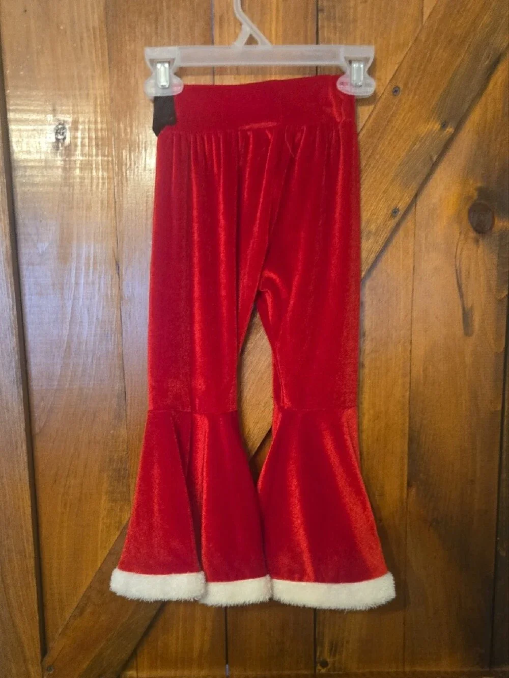 SHEIN Red Velvet Holiday Kids Pajama Set with White Faux Fur Trim